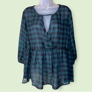 Torrid Sheer Checkered peplum Top 00/10